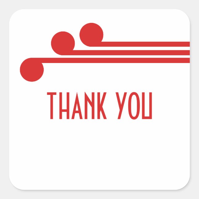 Red Simple Deco Chic Thank You Stickers (Front)