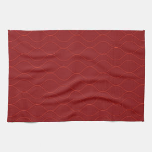 Red, simple, elegant, cool wave abstraction art kitchen towel