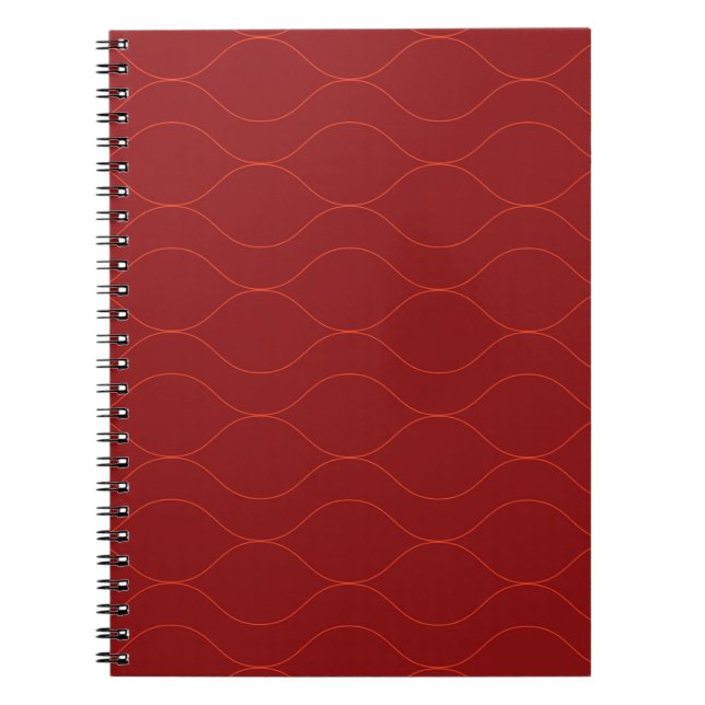 Red, simple, elegant, cool wave abstraction art notebook (Front)