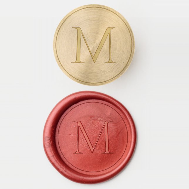 Red Simple Family Initials Monogrammed Wax Seal Stamp (Stamped)