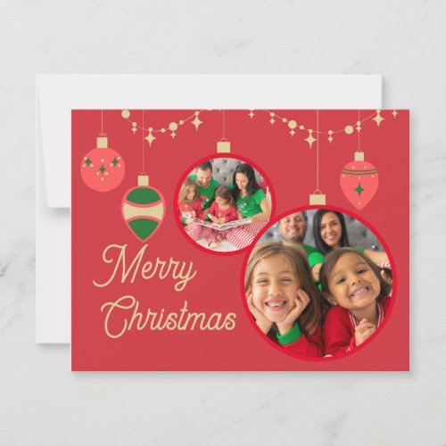 Red Simple Fun Festive Christmas Photo Collage Holiday Card