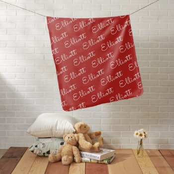 Red Simple Gender Neutral Personalized Name Baby Blanket by TintAndBeyond at Zazzle
