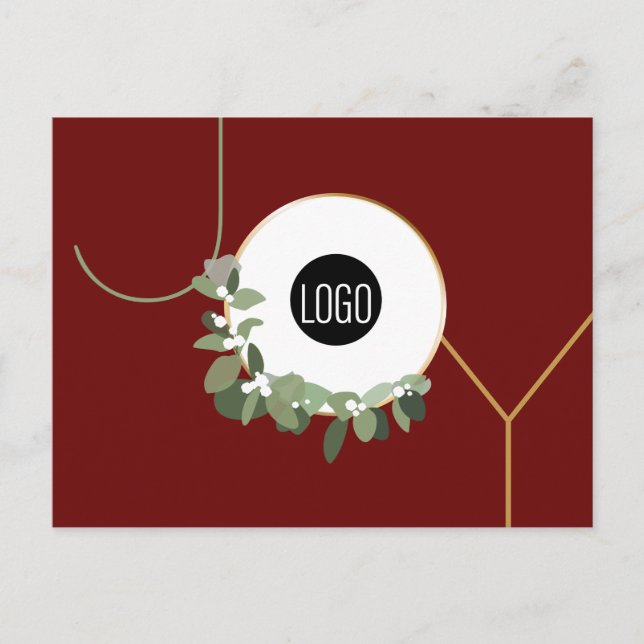 Red Simple Joy Customizable Business logo Holiday Postcard (Front)