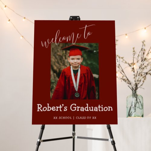 Red Simple Kid Graduation Welcome Photo Party Foam Board
