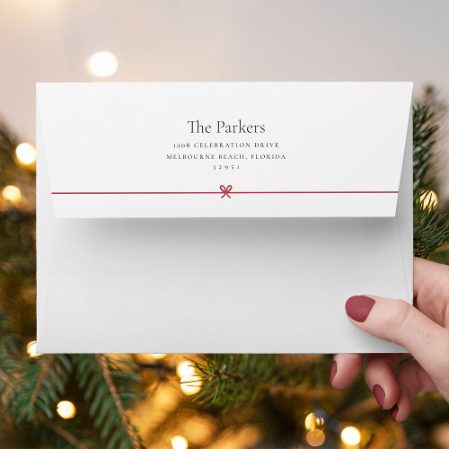 Red  Simple Minimal Bow Return Address Envelope