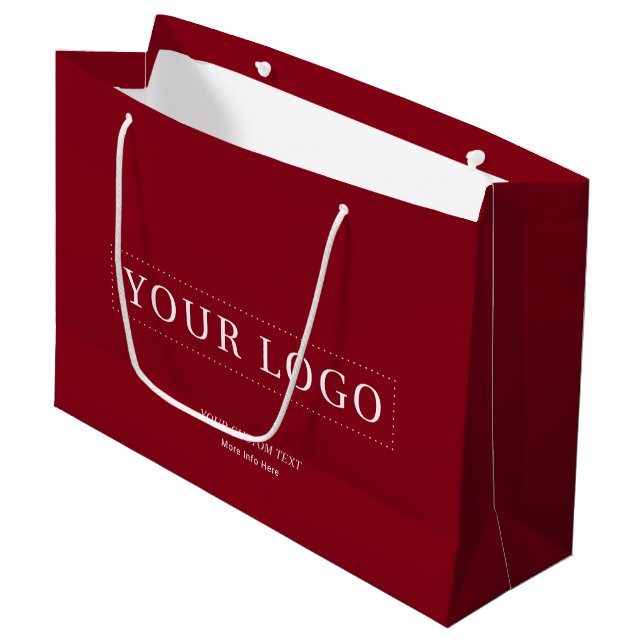 Red Simple Minimal Business Logo Large Gift Bag (Front Angled)