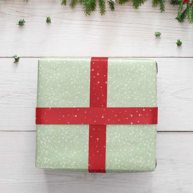 Red Simple Minimalist Dots Satin Ribbon (Simple red speckles white snow ribbon.)