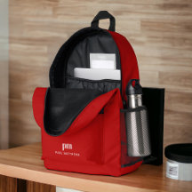 Red Simple Minimalist Monogram and Name