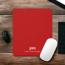 Red Simple Minimalist with Monogram and Name