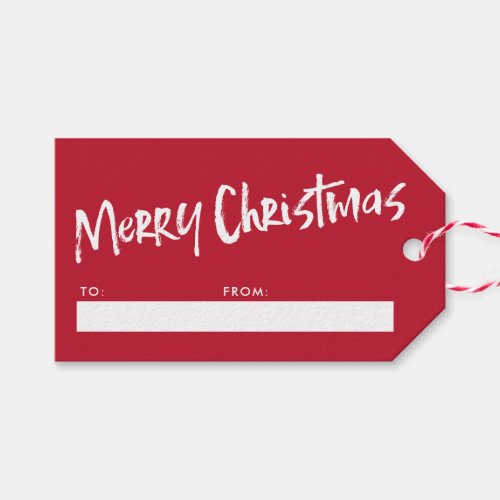Red Simple Modern Lettering Merry Christmas  Gift Tags