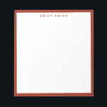 Red Simple Modern Notepad<br><div class="desc">Red Simple Modern Professional Border Notepad</div>
