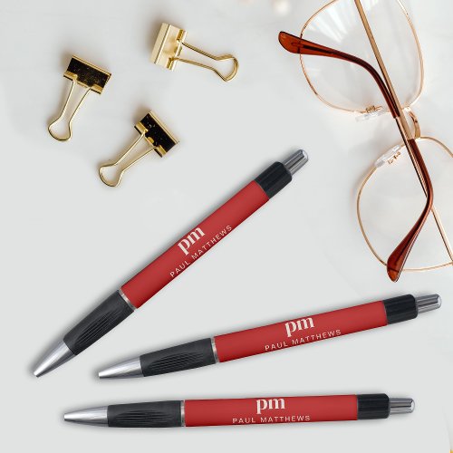 Red Simple Modern Professional Monogram and Name Pen