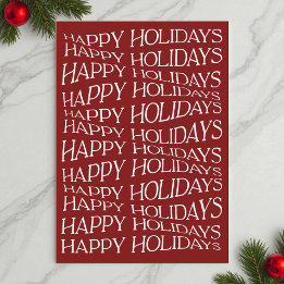 Red Simple Modern Unique Typography Happy Holidays Holiday Card