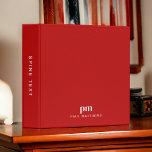 Red Simple Professional Monogram Initials and Name 3 Ring Binder<br><div class="desc">Simple and sleek, this professional 3-ring binder design in vibrant red with white text has modern typography spelling out your monogram initials in lower case type face on the front of the cover. Below your monogram is your name in all caps in a smaller font size for a professional contemporary...</div>