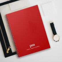 Red Simple Professional Monogram Initials and Name