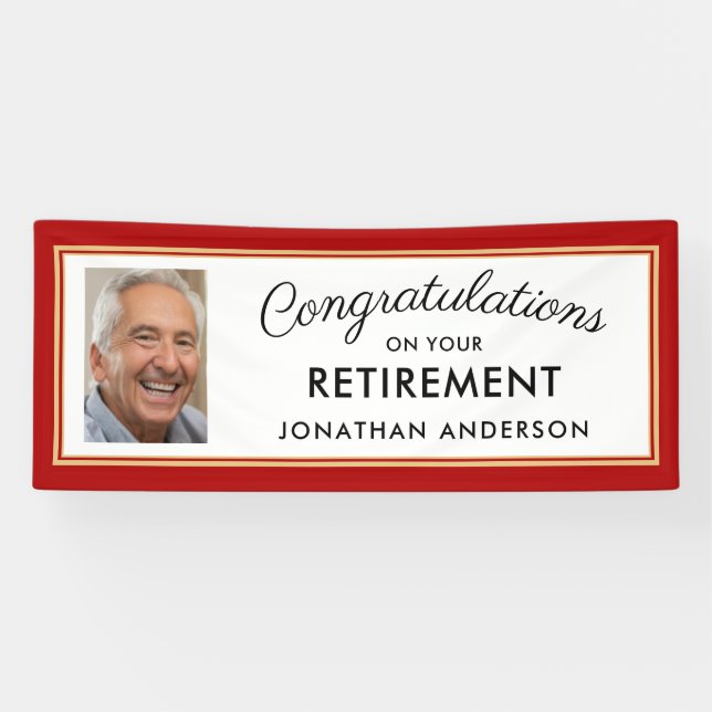 Red Simple Retirement Party Photo Banner (Horizontal)