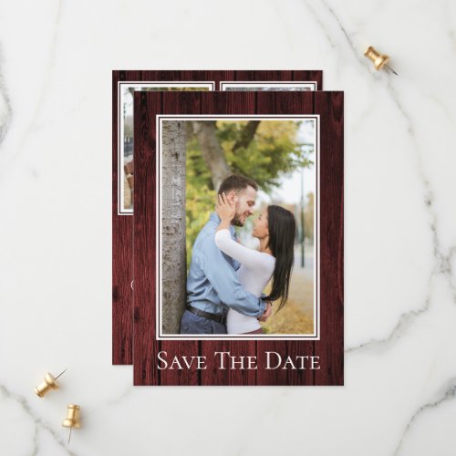 Red Simple Rustic Photo Save The Date