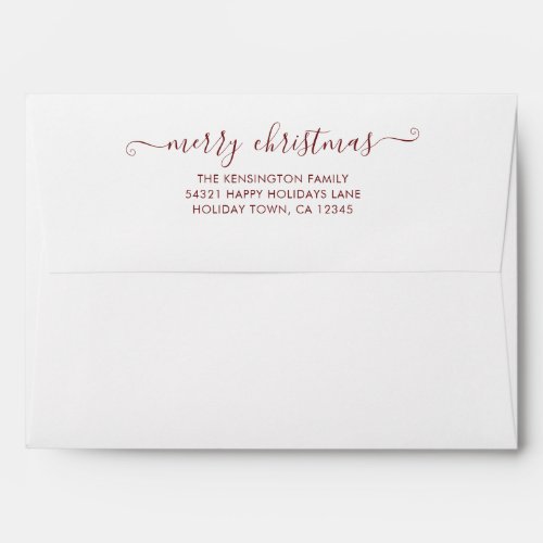Red Simple Script Merry Christmas Return Address Envelope