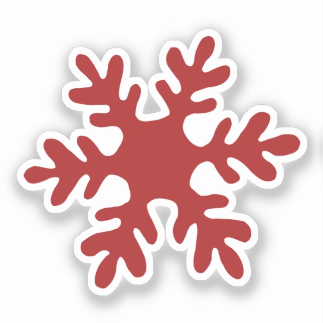 Red Simple Snowflake Christmas Sticker (Front)