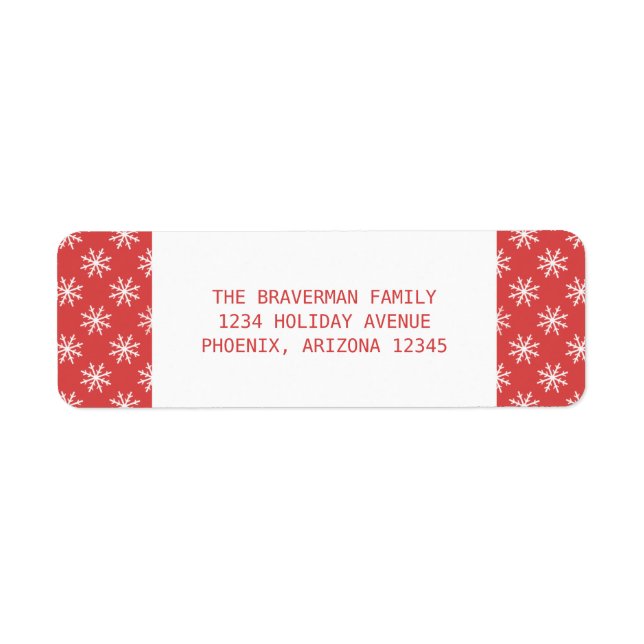 Red Simple Snowflake Holiday Address Labels (Front)