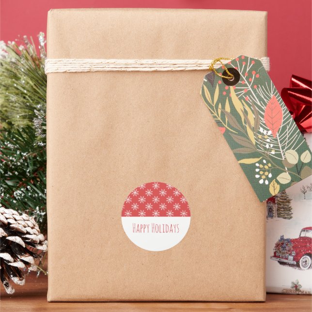 Red Simple Snowflake Holiday Stickers (Holiday)