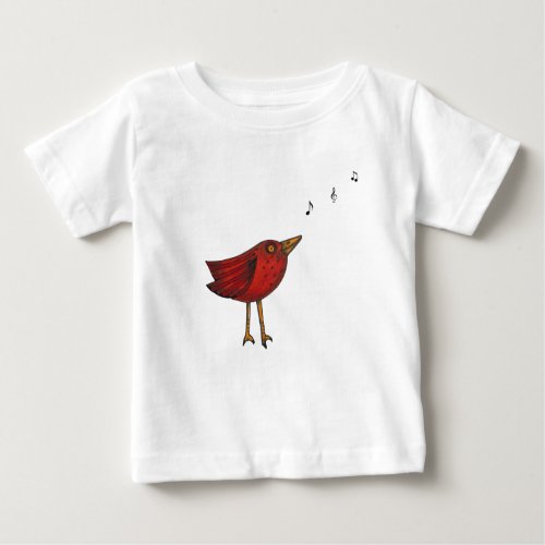 Red Singing Bird  Birdhouse BabyToddler T_Shirt