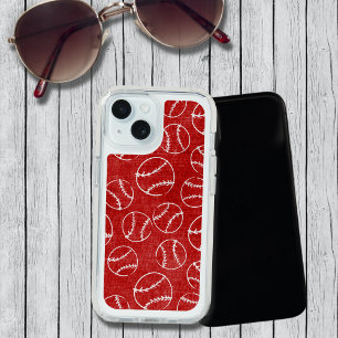 Red Sketched Baseball iPhone 15 Case