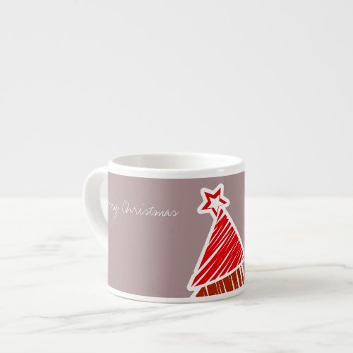 Red Sketchy Christmas Tree Espresso Mug