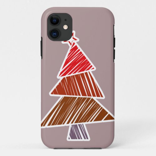 Red Sketchy Christmas Tree iPhone 5 Case