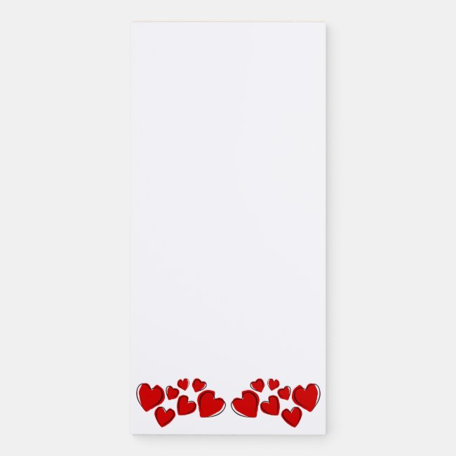 Red Sketchy Hearts Design Magnetic Fridge Notepad