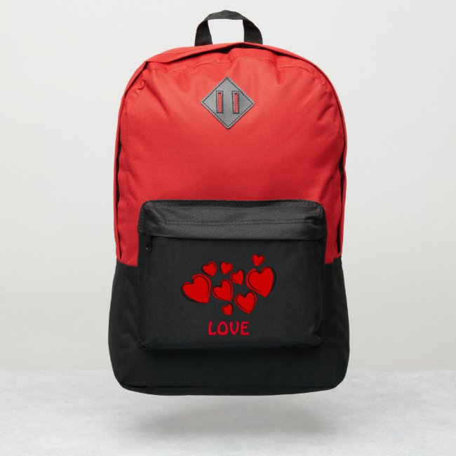 Red Sketchy Hearts Design Port Authority Backpack