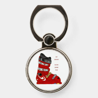red ski boot go skiing slide some fun phone ring stand