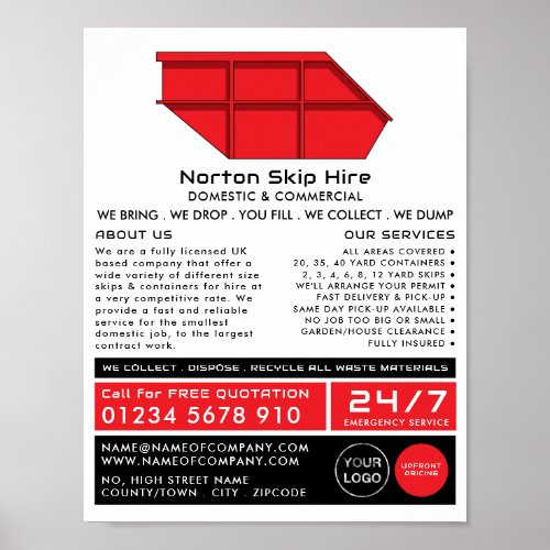 Red Skip SkipDumpster Company Advertising Poster