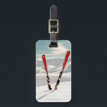 Red Skis Bag Tag<br><div class="desc">Red pair of ski in snow | Muriel de Seze | AssetID: 112069373</div>
