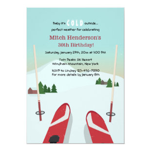 Red Skis Invitation