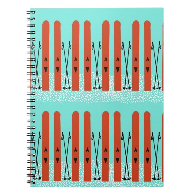 Red skis on blue notebook (Front)