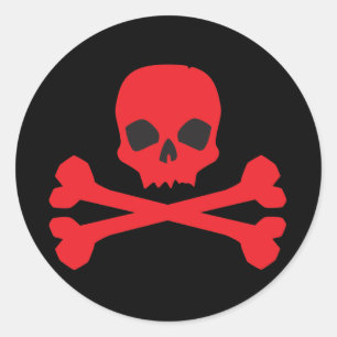 Red Skull and Bones Classic Round Sticker