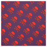 Red Skull and Crossbones Pattern Fabric