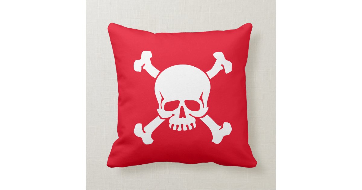 Red Skull And Crossbones Pirate Flag Throw Pillow Zazzle Com