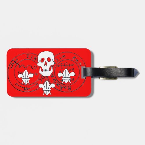 RED SKULL AND FLEUR DE LISE PIRATES TREASURE MAPS LUGGAGE TAG