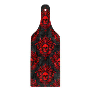 Red Skull and Gothic Black Cutting Board