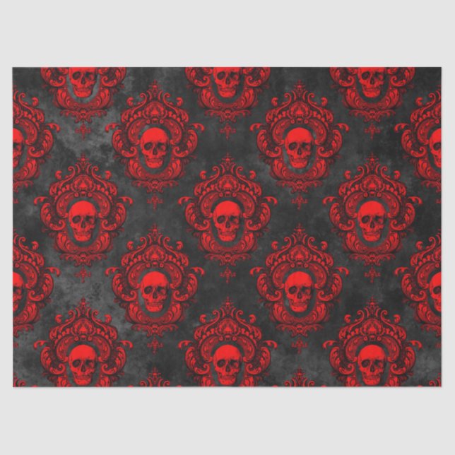 Red Skull and Gothic Black Decoupage Tissue Paper (Front)
