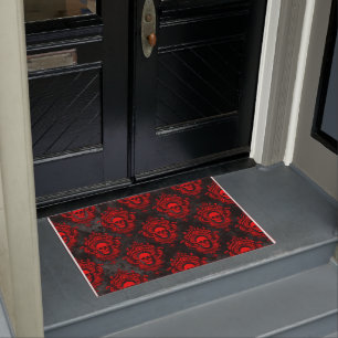 Red Skull and Gothic Black Doormat