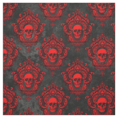 Red Skull and Gothic Black Fabric