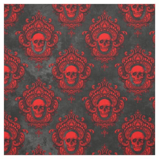 HALLOWEEN-Pirates-Gothic Black with red skull & crossbones POLYCOTTON FABRIC 