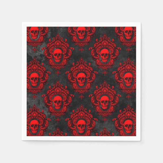 Red Skull and Gothic Black Napkins (Front)