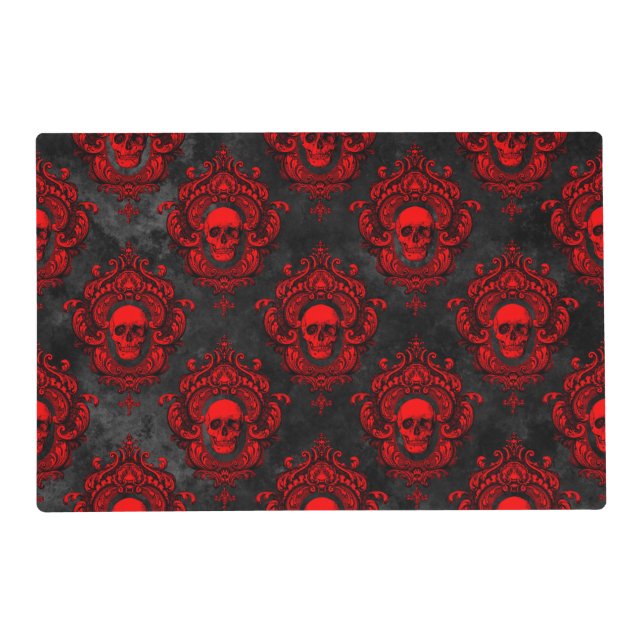 Red Skull and Gothic Black Placemat (Front)