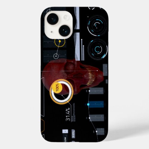 Red skull behind see_through screen hacker Case_Mate iPhone 14 case
