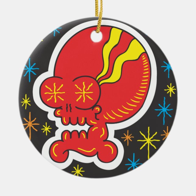 Red Skull Ceramic Ornament (Front)