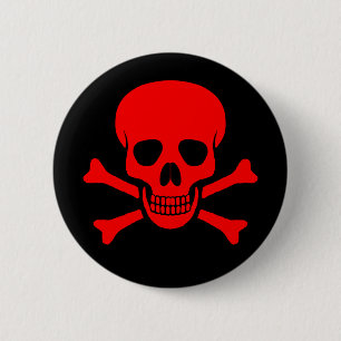 Red Skull & Crossbones Button